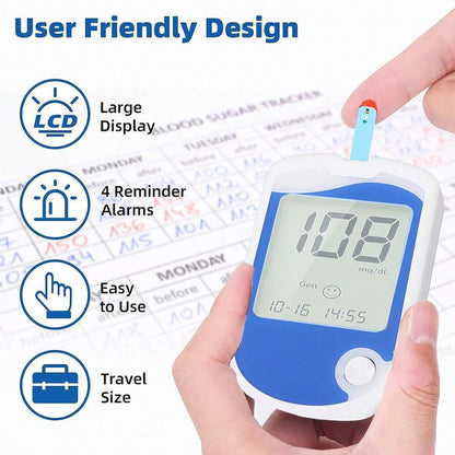 Blood Glucose Monitor Kit with 50 Strips & Lancets