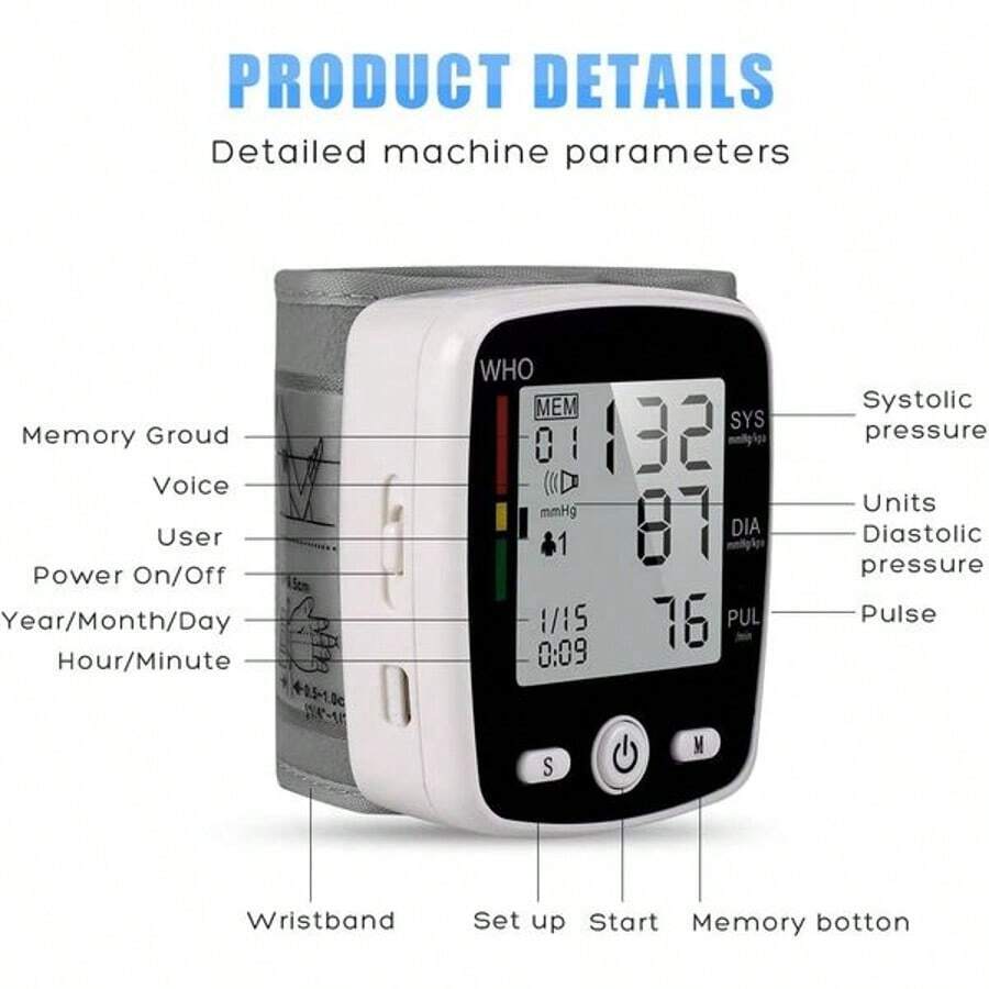 Hot 🔥Wrist Blood Pressure Monitor with USB Charging & Memory